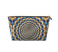 Borsa da toilette da viaggio in pelle color oro, grande, riutilizzabile, a spirale, illusione ottica, stampa GIF, portatile, organizer per cosmetici con cerniera, Oro, taglia unica