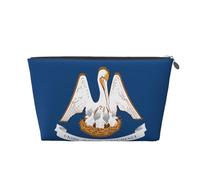 Borsa da toilette da viaggio in pelle color oro, grande, riutilizzabile, con stampa bandiera dello stato della Louisiana, portatile, organizer per cosmetici con cerniera, Argento, taglia unica
