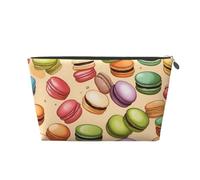 Borsa da toilette da viaggio in pelle con stampa al gusto di biscotto macaron per donne borsa da viaggio per articoli da toeletta borsa cosmetica borsa per trucco, Argento, Taglia unica, Beauty case