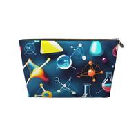 Borsa da toilette da viaggio in pelle con stampa astratta scienza chimica per donna borsa da viaggio per articoli da toeletta borsa cosmetica borsa per trucco, Oro, Taglia unica, Beauty case