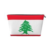 Borsa da toilette da viaggio in pelle con stampa bandiera del Libano per le donne borsa da viaggio per articoli da toeletta borsa cosmetica borsa per trucco, Argento, Taglia unica, Beauty case