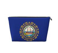 Borsa da toilette da viaggio in pelle con stampa bandiera dello Stato del New Hampshire per le donne borsa da viaggio per articoli da toeletta borsa cosmetica borsa per il trucco, Argento, Taglia