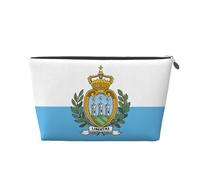 Borsa da toilette da viaggio in pelle con stampa bandiera di San Marino per donna borsa da viaggio per articoli da toeletta borsa cosmetica borsa per trucco, Argento, Taglia unica, Beauty case