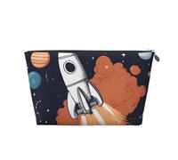 Borsa da toilette da viaggio in pelle con stampa razzo nello spazio per le donne borsa da viaggio per articoli da toeletta borsa cosmetica borsa per il trucco, Argento, Taglia unica, Beauty case