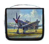 Borsa da toilette da viaggio in stile retrò con aeroplano, per donne, uomini, bambini, ragazzi e ragazze, borsa da bagno da appendere, organizer per cosmetici e trucchi, Colore, L, Organizer per borse