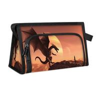 Borsa da toilette da viaggio magica con drago cavaliere per donne, uomini, ragazze, ragazzi, borsa multifunzionale per il trucco borsa per il trucco per lavare articoli da toeletta cosmetici borsa da