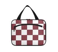 Borsa da toilette da viaggio marrone e bianca a quadri americani da appendere con gancio, borsa per il trucco essenziale di design per accessori da viaggio per le donne hotel bolsas para maquillaje L