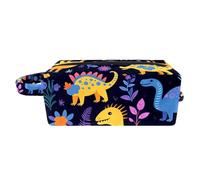 Borsa da toilette da viaggio,piccola borsa per il trucco,dinosauro del fumetto fiore colorato,borsa per il trucco da donna