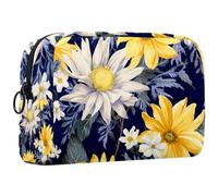 Borsa da toilette da viaggio,piccola borsa per il trucco,Fiore Acquerello Margherita Girasole,borsa per il trucco da donna