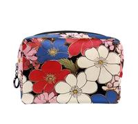 Borsa da toilette da viaggio,piccola borsa per il trucco,fiore colorato rosso blu,borsa per il trucco da donna