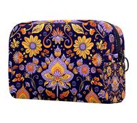 Borsa da toilette da viaggio,piccola borsa per il trucco,fiore stampato etnico colorato,borsa per il trucco da donna