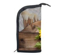 Borsa da toilette da viaggio,piccola borsa per il trucco,fiori su fondo di legno vecchio,borsa per il trucco da donna