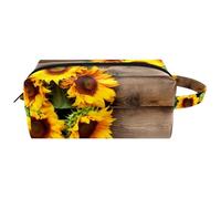 Borsa da toilette da viaggio,piccola borsa per il trucco,fiori su fondo di legno vecchio,borsa per il trucco da donna