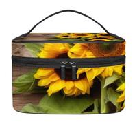 Borsa da toilette da viaggio,piccola borsa per il trucco,fiori su fondo di legno vecchio,borsa per il trucco da donna
