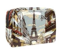 Borsa da toilette da viaggio,piccola borsa per il trucco,Giornale vintage della Torre Eiffel,borsa per il trucco da donna