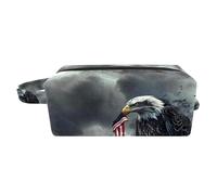 Borsa da toilette da viaggio,piccola borsa per il trucco,Giorno nuvoloso della bandiera americana dell'aquila,borsa per il trucco da donna