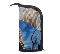Borsa da toilette da viaggio,piccola borsa per il trucco,gufo volante notturno della foresta,borsa per il trucco da donna