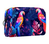 Borsa da toilette da viaggio,piccola borsa per il trucco,la giungla tropicale colorata lascia i pappagalli,borsa per il trucco da donna