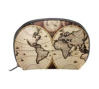 Borsa da toilette da viaggio,piccola borsa per il trucco,mappa del mondo della strada della bussola,borsa per il trucco da donna