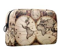 Borsa da toilette da viaggio,piccola borsa per il trucco,mappa del mondo della strada della bussola,borsa per il trucco da donna