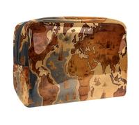 Borsa da toilette da viaggio,piccola borsa per il trucco,mappa del mondo della terra d'epoca,borsa per il trucco da donna