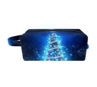 Borsa da toilette da viaggio,piccola borsa per il trucco,natale albero magico blu,borsa per il trucco da donna