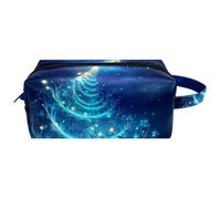 Borsa da toilette da viaggio,piccola borsa per il trucco,natale albero magico blu,borsa per il trucco da donna