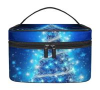 Borsa da toilette da viaggio,piccola borsa per il trucco,natale albero magico blu,borsa per il trucco da donna