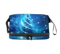 Borsa da toilette da viaggio,piccola borsa per il trucco,natale albero magico blu,borsa per il trucco da donna