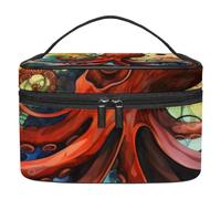 Borsa da toilette da viaggio,piccola borsa per il trucco,Pesce diavolo dell'oceano dell'acquerello,borsa per il trucco da donna