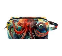 Borsa da toilette da viaggio,piccola borsa per il trucco,Pesce diavolo dell'oceano dell'acquerello,borsa per il trucco da donna
