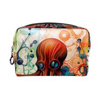Borsa da toilette da viaggio,piccola borsa per il trucco,Pesce diavolo dell'oceano dell'acquerello,borsa per il trucco da donna