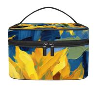 Borsa da toilette da viaggio,piccola borsa per il trucco,pianta dell'acquerello girasoli floreali,borsa per il trucco da donna