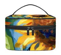 Borsa da toilette da viaggio,piccola borsa per il trucco,pianta dell'acquerello girasoli floreali,borsa per il trucco da donna