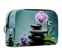 Borsa da toilette da viaggio,piccola borsa per il trucco,pietra del fiore della foglia della foresta dell'annata,borsa per il trucco da donna