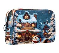 Borsa da toilette da viaggio,piccola borsa per il trucco,Renna pupazzo di neve di Babbo Natale,borsa per il trucco da donna