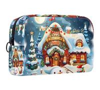 Borsa da toilette da viaggio,piccola borsa per il trucco,Renna pupazzo di neve di Babbo Natale,borsa per il trucco da donna