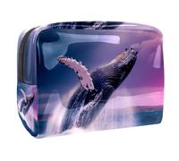 Borsa da toilette da viaggio,piccola borsa per il trucco,salto della balena dell'oceano della nuvola,borsa per il trucco da donna