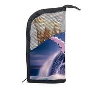 Borsa da toilette da viaggio,piccola borsa per il trucco,salto della balena dell'oceano della nuvola,borsa per il trucco da donna