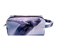 Borsa da toilette da viaggio,piccola borsa per il trucco,salto della balena dell'oceano della nuvola,borsa per il trucco da donna
