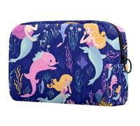 Borsa da toilette da viaggio,piccola borsa per il trucco,Sirene carine Oceano colorato,borsa per il trucco da donna