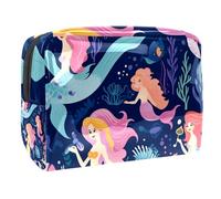Borsa da toilette da viaggio,piccola borsa per il trucco,Sirene carine Oceano colorato,borsa per il trucco da donna