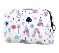 Borsa da toilette da viaggio,piccola borsa per il trucco,Strisce colorate e unicorni,borsa per il trucco da donna