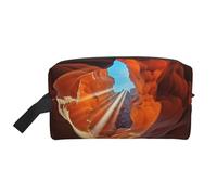 Borsa da toilette da viaggio portatile di grande capacità con motivo arabo indiano a quadri (modelli di stampa), borsa impermeabile per trucchi per uomini e donne, per viaggi d'affari, fitness, bagno