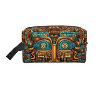 Borsa da toilette da viaggio portatile in stile bohémien messicano, di grande capacità, impermeabile, per uomini e donne, per viaggi d'affari, fitness, bagno, conservazione quotidiana, Arte popolare