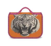Borsa da toilette da viaggio Tiger Head per donna, organizer per trucco da appendere con gancio per shampoo