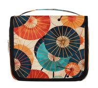 Borsa da toilette da viaggio tradizionale giapponese con ombrello di carta con gancio per appenderlo, organizer per trucchi impermeabile da appendere, borsa cosmetica portatile per donne e uomini