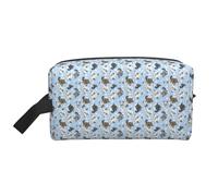 Borsa da toilette da viaggio unisex con stampa di cincillà blu e luna, grande capacità, borsa per cosmetici portatile per riporre tutti i giorni
