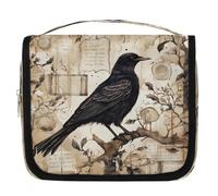 Borsa da toilette da viaggio vintage con corvo retrò uccello da appendere borsa da viaggio per cosmetici accessori per il trucco organizer impermeabile borsa da doccia borsa di bellezza per donne