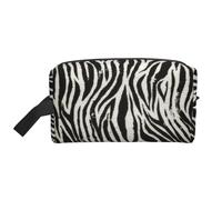 Borsa da toilette da viaggio vintage zebrata nera Borsa da trucco da viaggio personalizzata vintage zebrata nera di grande capacità con cerniera Borsa da toilette portatile multi-stile da viaggio, ide